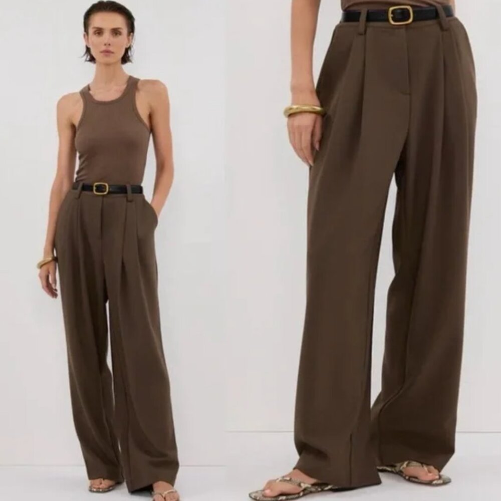DISSH Westwood Clover High Rise Wide Leg Pleated Pants Trousers